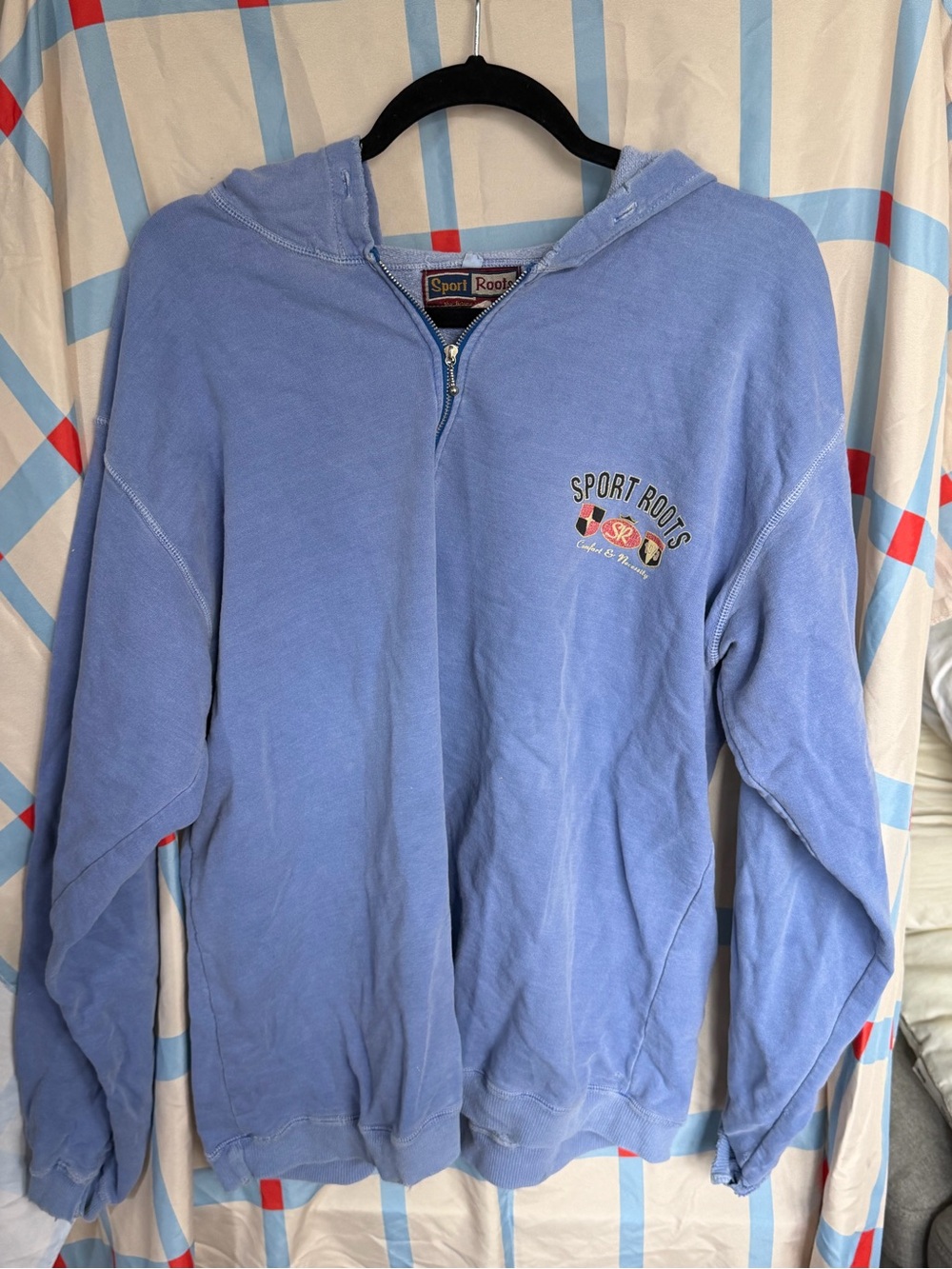 Vintage Roots Men's Light Blue Quarter-Zip Hoodie